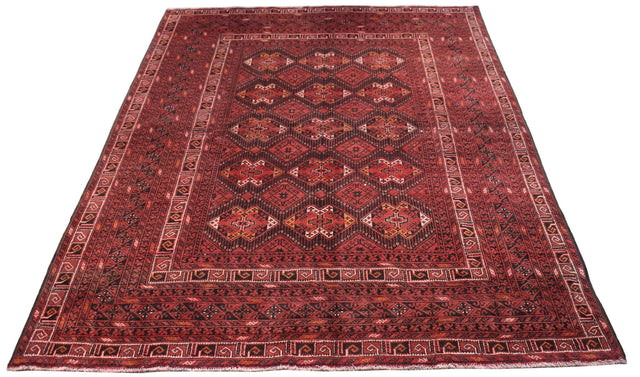 Authentic Antique Afghan Rug in Red