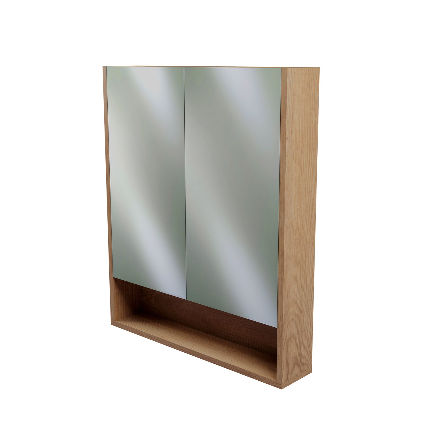 1200mm 900mm 2 Door Modern Mirror Shaving Cabinet in American Oak, Made in Australia