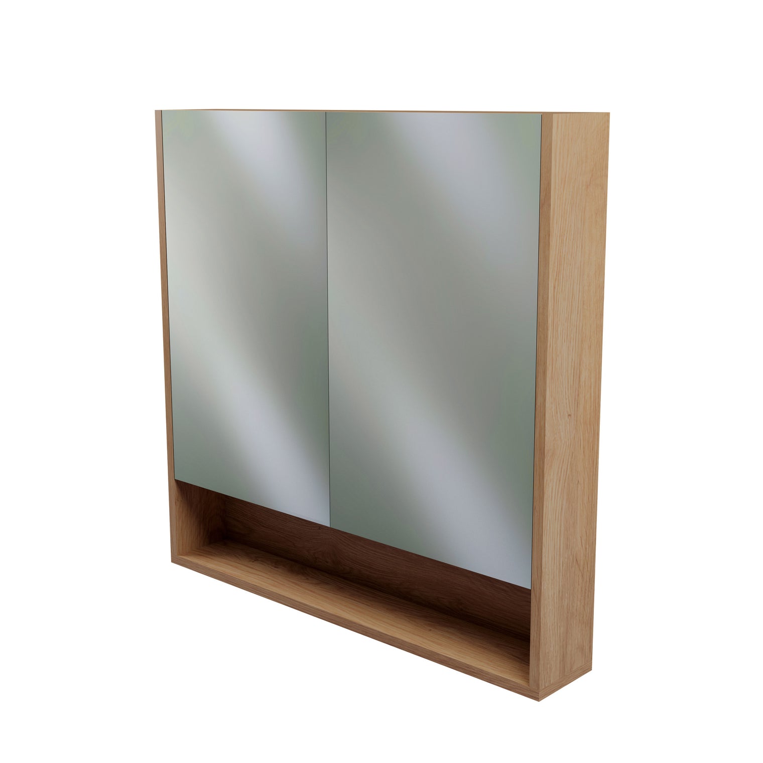 1200mm 900mm 2 Door Modern Mirror Shaving Cabinet in American Oak, Made in Australia