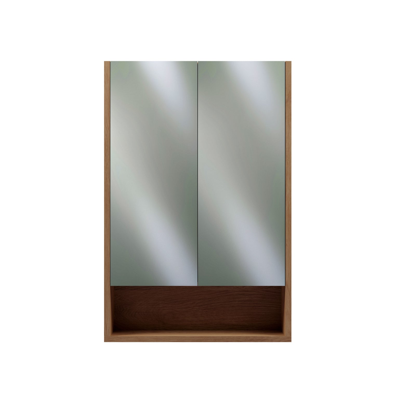 750mm 900mm 2 Door Modern Mirror Shaving Cabinet in American Oak, Made in Australia