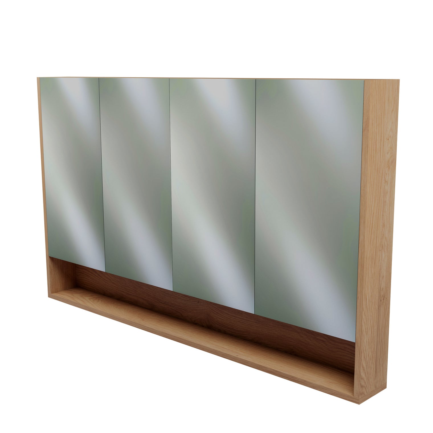 1500mm 1600mm 1800mm 4 Door Modern Mirror Shaving Cabinet in American Oak, Made in Australia
