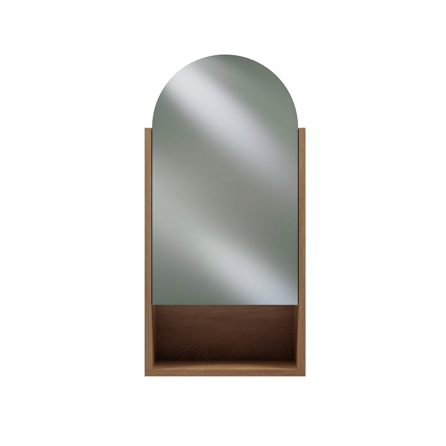 450mm 600mm 1 Arched Door Modern Mirror Shaving Cabinet in American Oak, Made in Australia