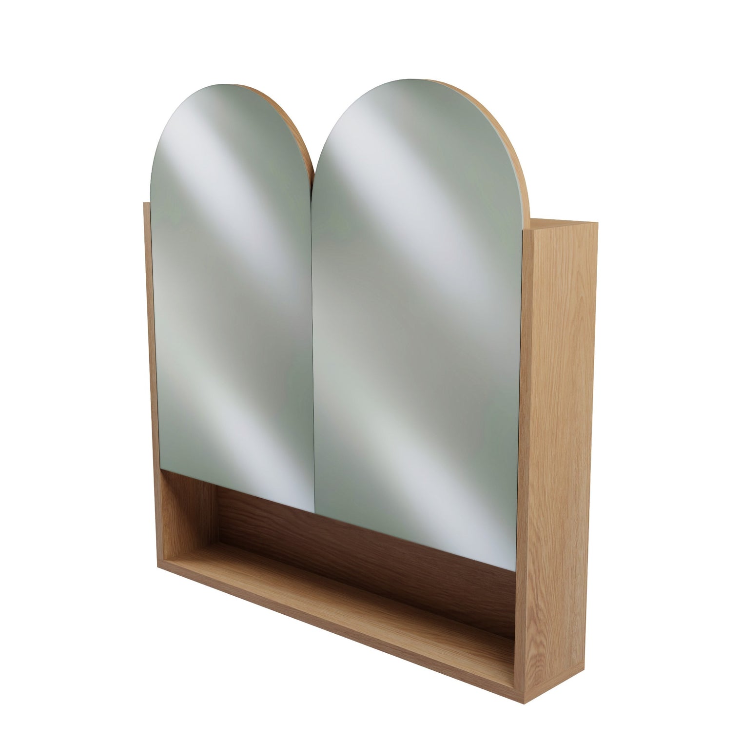 1200mm 1500mm 2 Arched Door Modern Mirror Shaving Cabinet in American Oak, Made in Australia