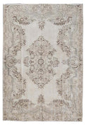 Vintage Handmade Turkish Rug with cream base and brown floral pattern.  Dated from the 1960's.  Traditional Vintage Turkish Rug available in Melbourne 