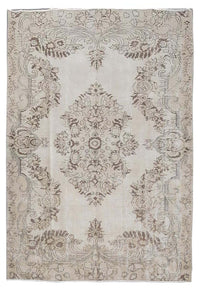 Vintage Handmade Turkish Rug with cream base and brown floral pattern.  Dated from the 1960's.  Traditional Vintage Turkish Rug available in Melbourne 