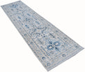 Authentic Hallway Runner Made in Afghanistan. Striking blue colours on a handknotted rug. Available online or in our Melbourne showroom