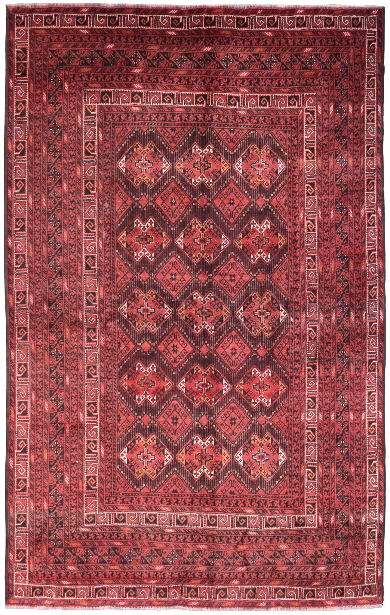 Authentic Antique Afghan Rug in Red