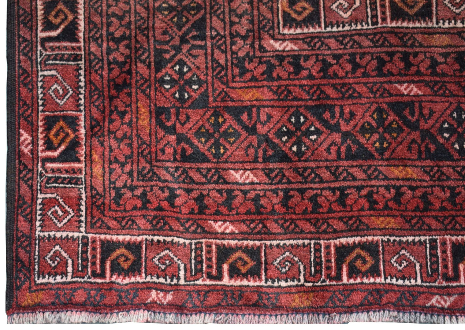 Authentic Antique Afghan Rug in Red