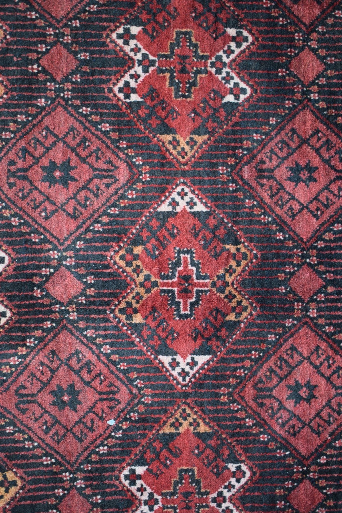 Authentic Antique Afghan Rug in Red