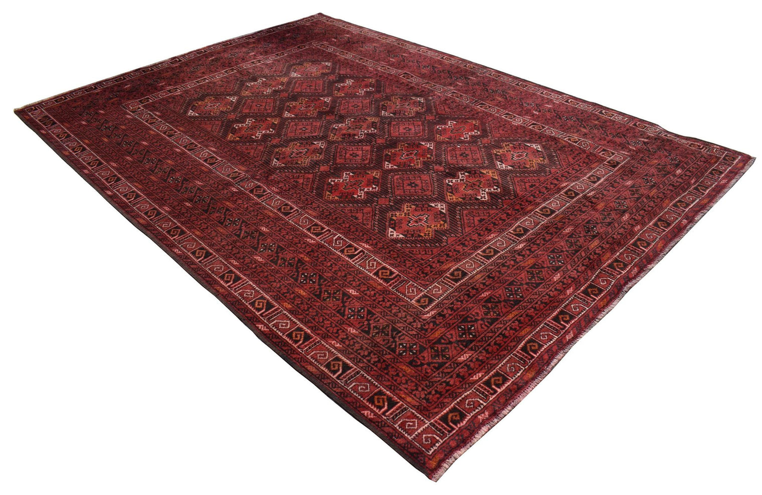 Authentic Antique Afghan Rug in Red
