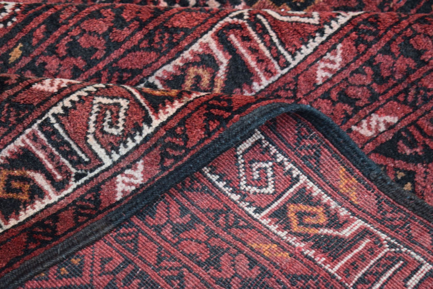 Authentic Antique Afghan Rug in Red
