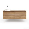 Solid Timber Wall Hung Floating Vanity in American Oak with drawers